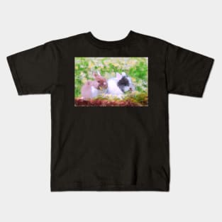 Springtime Bunnies Impressionist Painting Kids T-Shirt